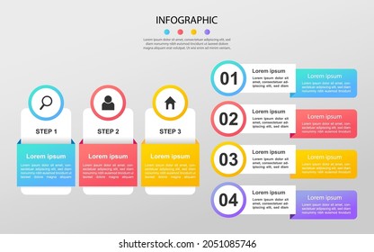Modern Business data visualization. Process chart. Abstract elements of graph, diagram with steps, options. Vector business template for presentation. Creative concept for infographic