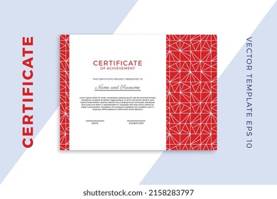 Modern business diploma mockup for graduation or course completion. Trendy design of certificate of appreciation template with abstract geometric pattern. Vector background EPS 10
