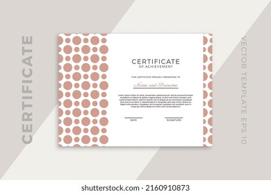 Modern business diploma template for graduation or course completion with creative geometric pattern. Certificate of appreciation horizontal mockup in trendy design. Simple vector background EPS 10