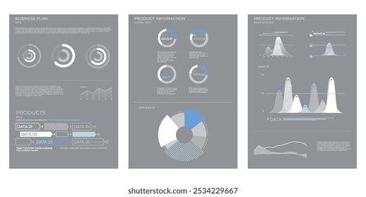 Modern business elements charts in color. Vector illustration.