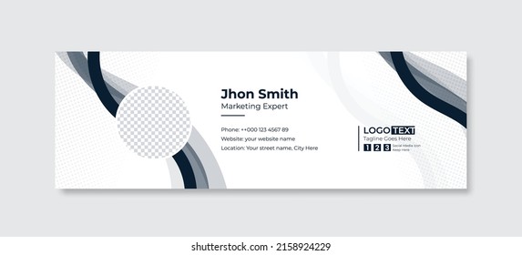 Modern Business Email signature design templates vector with author photo place. Corporate Email signature.