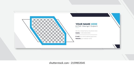 Modern Business Email signature design templates vector with author photo place.Abstract Creative clean elegant Corporate Email signature.