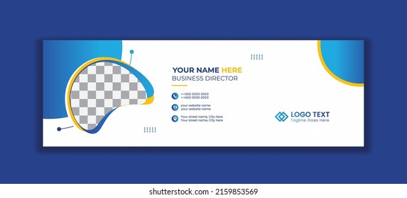 Modern Business Email signature design templates vector with author photo place.Abstract Creative clean elegant Corporate Email signature.