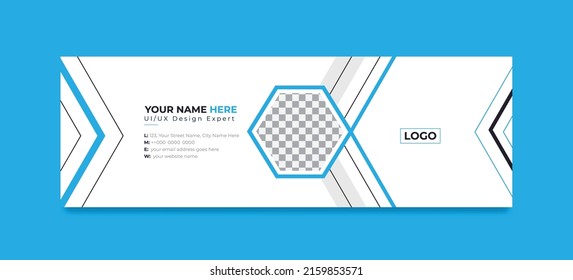 Modern Business Email signature design templates vector with author photo place.Abstract Creative clean elegant Corporate Email signature.