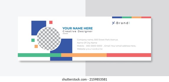 Modern Business Email signature design templates vector with author photo place.Abstract Creative clean elegant Corporate Email signature.