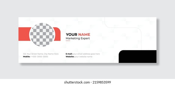 Modern Business Email signature design templates vector with author photo place.Abstract Creative clean elegant Corporate Email signature.