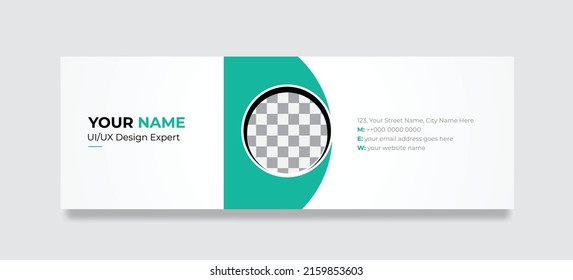 Modern Business Email signature design templates vector with author photo place.Abstract Creative clean elegant Corporate Email signature.