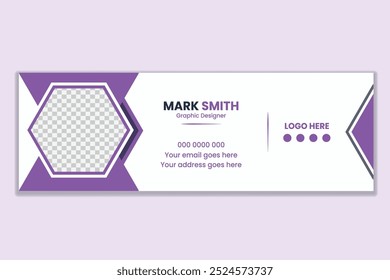 Modern business email signature template design or personal email footer template purple color
