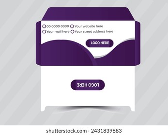 Modern Business envelope with window, front and back view. Corporate identity collection.