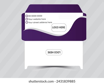Modern Business envelope with window, front and back view. Corporate identity collection.