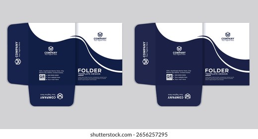 Modelo moderno de design de pasta de arquivos empresariais, ideal para marcas corporativas, documentos de escritório e apresentações profissionais. Perfeito para armazenamento de arquivos organizado e elegante.