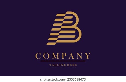 Modern business flag B letter logo design. Initial letter B flag shape flag shape minimal outline vector icon.