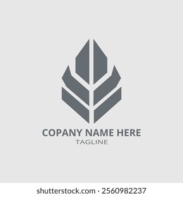 Modern Business Flame Logo Design.
features a series of interlocking shapes forming a stylized flame or leaf pattern in a monochromatic gray tone, giving it a sleek and professional appearance.