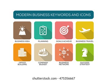 Modern Business Flat Icon Set