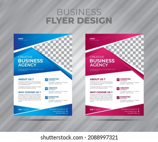 Modern Business flyer a4 size ,Template vector design for Brochure, Annual Report, Magazine, Poster, 
Corporate Presentation, Portfolio, Flyer, info graphic,with blue color red color flyer for agency.