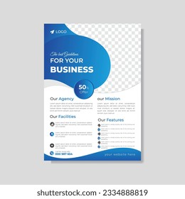 Moderner Business-Flyer A4-Vektorbogen für Digital-Marketing-Agentur, geeignet für die Gestaltung von Unternehmenspostbildern, Firmenbannern und Prospekten, Titelseiten, perfekt für kreative professionelle Geschäftswelt
