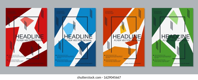 Modern business flyer, booklet, brochure cover vector design templates collection. A4 format