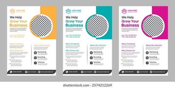 Modern business flyer design, perfect for corporate promotions, events, and marketing campaigns. Customizable layout for text and images, ideal for professional branding.
