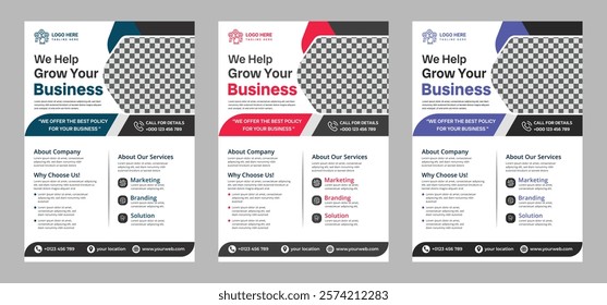 Modern business flyer design, perfect for corporate promotions, events, and marketing campaigns. Customizable layout for text and images, ideal for professional branding.
