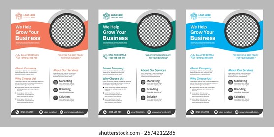 Modern business flyer design, perfect for corporate promotions, events, and marketing campaigns. Customizable layout for text and images, ideal for professional branding.
