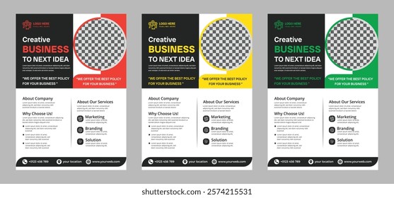 Modern business flyer design, perfect for corporate promotions, events, and marketing campaigns. Customizable layout for text and images, ideal for professional branding.
