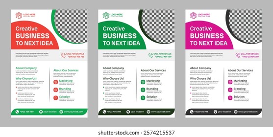 Modern business flyer design, perfect for corporate promotions, events, and marketing campaigns. Customizable layout for text and images, ideal for professional branding.
