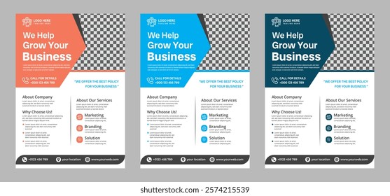 Modern business flyer design, perfect for corporate promotions, events, and marketing campaigns. Customizable layout for text and images, ideal for professional branding.
