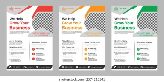 Modern business flyer design, perfect for corporate promotions, events, and marketing campaigns. Customizable layout for text and images, ideal for professional branding.
