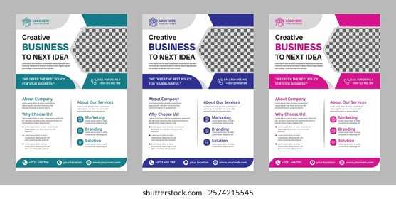 Modern business flyer design, perfect for corporate promotions, events, and marketing campaigns. Customizable layout for text and images, ideal for professional branding.
