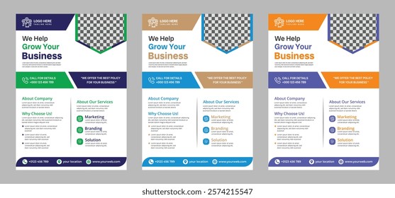 Modern business flyer design, perfect for corporate promotions, events, and marketing campaigns. Customizable layout for text and images, ideal for professional branding.
