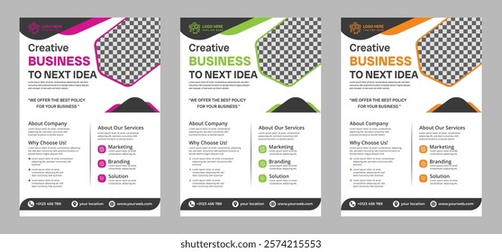 Modern business flyer design, perfect for corporate promotions, events, and marketing campaigns. Customizable layout for text and images, ideal for professional branding.
