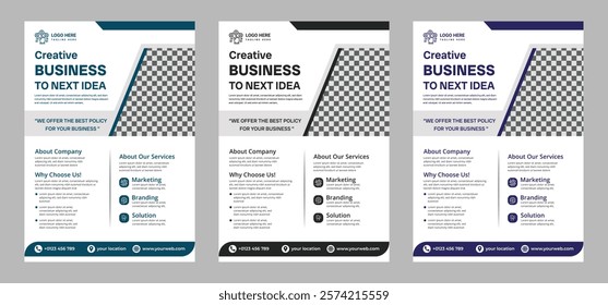 Modern business flyer design, perfect for corporate promotions, events, and marketing campaigns. Customizable layout for text and images, ideal for professional branding.
