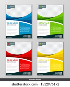 Modern business flyer design template set, vector illustration