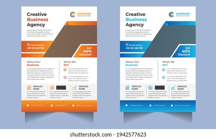 Modern business flyer design template for poster flyer brochure cover. marketing, business proposal, promotion, advertise, publication, with graphic elements and space for photo background.