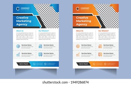 Modern business flyer design template for poster flyer brochure cover. marketing, business proposal, promotion, advertise, publication, with graphic elements and space for photo background.
