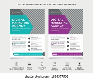 modern business flyer design with triangular shapes, an image can be placed, poster pamphlet brochure cover design layout background, two color variation, vector template in a4 size, vector eps 10