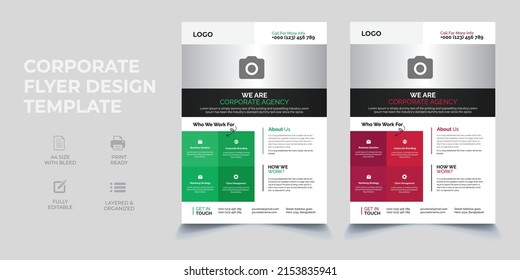 Modern Business Flyer Design. Two Colors Marketing Agency Flyer Template in A4 Size Vector