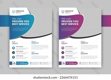 Modernes Business Flyer Design, zwei Farben, Vektorvorlage, A4 Größe, Formlayout.