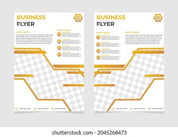 modern business flyer template with abstract geometric shapes.