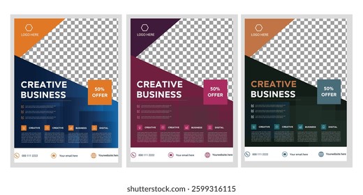 Modern Business Flyer Template with Circular Percentage Offer and Geometric Design