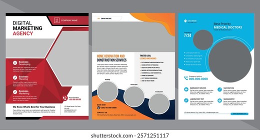 Modern business flyer template with clean design, bold typography, and customizable elements, ideal for promotions and marketing.