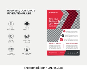 modern business flyer template design with two image placement, professional color used in the template. well organized, fully editable eye catchy design. vector a4 size, eps 10 version.