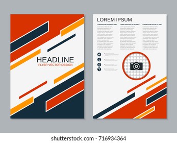 Modern business geometric style two-sided flyer, booklet, brochure cover vector design template. A4 format