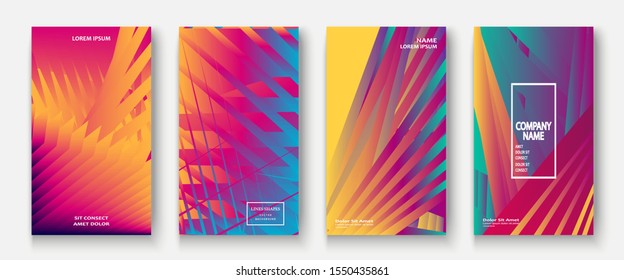 Modern business geometric template covers for design. Phone social media network concept. Promotion poster background. Creative stories set. Abstract vector illustration. Trendy gradient neon colors