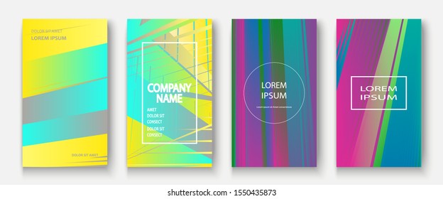 Modern business geometric template covers for design. Phone social media network concept. Promotion poster background. Creative stories set. Abstract vector illustration. Trendy gradient neon colors