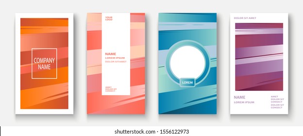 Modern business geometric template covers for design. Phone social media network concept. Promotion poster background. Creative stories set. Abstract vector illustration. Trendy gradient neon colors