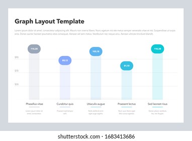 Modern business graph layout template with place for your content. Flat design, easy to use for your website or presentation.