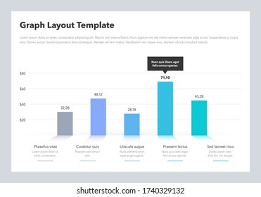 Modern business graph layout template with place for your content. Flat design, easy to use for your website or presentation.