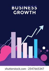 a modern business growth theme with dynamic bar charts, line graphs, and upward-pointing arrows. Include abstract shapes and gradient backgrounds to add depth and a professional feel 1.eps