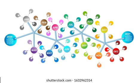 Modern business horizontal timeline process chart infographics template. Vector banner used for presentation and workflow layout diagram. Abstract elements of graphic monthly and weekly plan.
